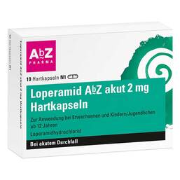 Abbildung: Loperamid AbZ akut 2 mg Hartkapseln 10 St, Hartkapseln PZN 16754333