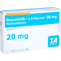 Abbildung: Dasatinib-1A Pharma 20 mg Filmtabletten 60 St, Filmtabletten PZN 16755373
