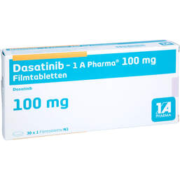 Abbildung: Dasatinib-1A Pharma 100 mg Filmtabletten 30 St, Filmtabletten PZN 16755427