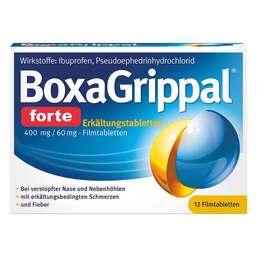 Abbildung: Boxagrippal forte Erkältungstab. 400 mg / 60 mg Fta Filmtabletten, 12 St PZN 16758986