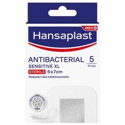 Abbildung: Hansaplast Sensitive Wundverband antibakt.6x7 cm Pflaster, 5 St PZN 16760055