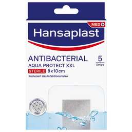 Abbildung: Hansaplast Aqua Protect Wundverband antibakt.8x10 cm Pflaster, 5 St PZN 16760061