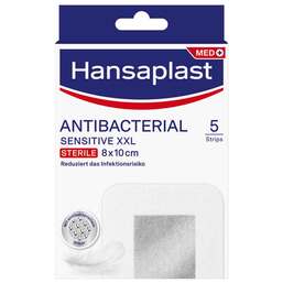 Abbildung: Hansaplast Sensitive Wundverband antibakt.8x10 cm Pflaster, 5 St PZN 16760078