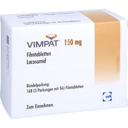 Abbildung: Vimpat 150 mg Filmtabletten 168 St, Filmtabletten PZN 16768565