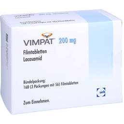 Abbildung: Vimpat 200 mg Filmtabletten 168 St, Filmtabletten PZN 16768571