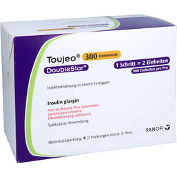 Abbildung: Toujeo 300 E / ml Doublestar Injektionslösung in einem Fertigpen 9X3 ml, Injektionslösung PZN 16769889