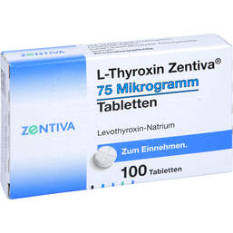 Abbildung: L-Thyroxin Zentiva 75 Mikrogramm Tabletten 100 St, Tabletten PZN 16778345
