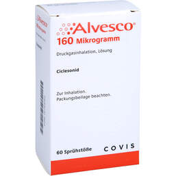 Abbildung: Alvesco 160 µg 60 Hub Druckgasinhalation 1 St, Dosieraerosol PZN 16783062