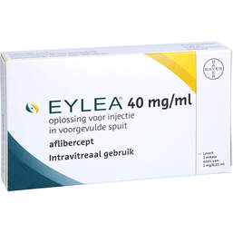 Abbildung: Eylea 40 mg / ml Injektionslösung in einer Fertigspritze  1 St, Injektionslösung PZN 16783429