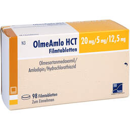 Abbildung: Olmeamlo HCT 20 mg / 5 mg / 12,5 mg Filmtabletten 98 St, Filmtabletten PZN 16784593