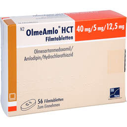 Abbildung: Olmeamlo HCT 40 mg / 5 mg / 12,5 mg Filmtabletten 56 St, Filmtabletten PZN 16784618