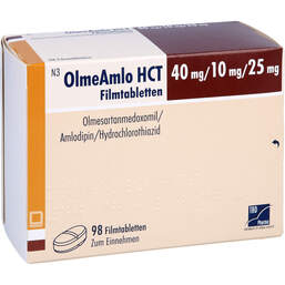 Abbildung: Olmeamlo HCT 40 mg / 10 mg / 25 mg Filmtabletten 98 St, Filmtabletten PZN 16784736
