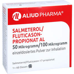 Abbildung: Salmeterol / Fluticasonpropionat AL 50µg / 100µg 1x60 60 St, Inhalationspulver PZN 16785612