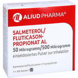 Abbildung: Salmeterol / Fluticasonpropionat AL 50µg / 500µg 1x60 60 St, Inhalationspulver PZN 16785664