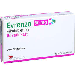 Abbildung: Evrenzo 50 mg Filmtabletten 12 St, Filmtabletten PZN 16787427