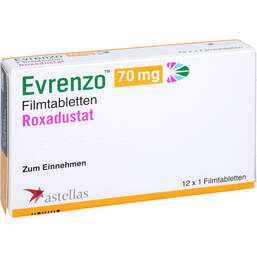Abbildung: Evrenzo 70 mg Filmtabletten 12 St, Filmtabletten PZN 16787433