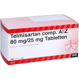 Abbildung: Telmisartan comp.AbZ 80 mg / 25 mg Tabletten 100 St, Tabletten PZN 16789544