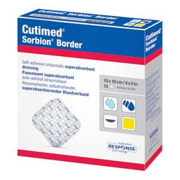 Abbildung: Cutimed Sorbion Border Wundauflage 10x10 cm steril 12 St, Kompressen PZN 16792322