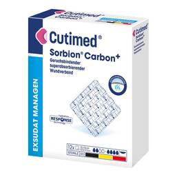 Abbildung: Cutimed Sorbion Carbon Wundverband 15x15 cm steril 12 St, Kompressen PZN 16792380
