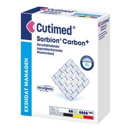 Abbildung: Cutimed Sorbion Carbon Wundverband 15x25 cm steril 12 St, Kompressen PZN 16792397