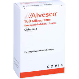 Abbildung: Alvesco 160 µg 2x60 Hub Dosieraerosol 2 St, Dosieraerosol PZN 16792894