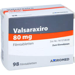 Abbildung: Valsaraxiro 80 mg Filmtabletten 98 St, Filmtabletten PZN 16793250