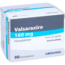 Abbildung: Valsaraxiro 160 mg Filmtabletten 98 St, Filmtabletten PZN 16793296