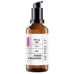 Abbildung: Herbliz Cbd Massageöl Rose Öl, 100 ml PZN 16800524