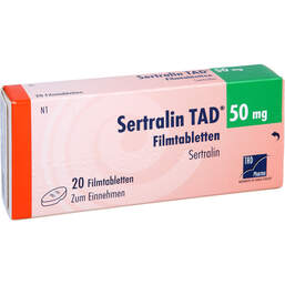 Abbildung: Sertralin TAD 50 mg Filmtabletten 20 St, Filmtabletten PZN 16804143