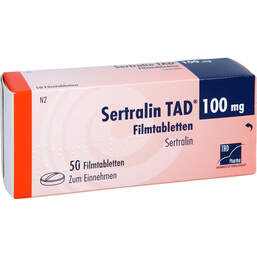 Abbildung: Sertralin TAD 100 mg Filmtabletten 50 St, Filmtabletten PZN 16804226
