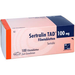 Abbildung: Sertralin TAD 100 mg Filmtabletten 100 St, Filmtabletten PZN 16804232