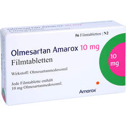 Abbildung: Olmesartan Amarox 10 mg Filmtabletten 56 St, Filmtabletten PZN 16804522