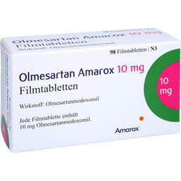 Abbildung: Olmesartan Amarox 10 mg Filmtabletten 98 St, Filmtabletten PZN 16804539