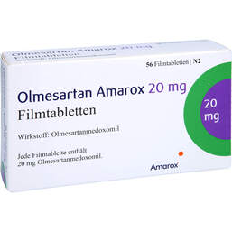 Abbildung: Olmesartan Amarox 20 mg Filmtabletten 56 St, Filmtabletten PZN 16804551