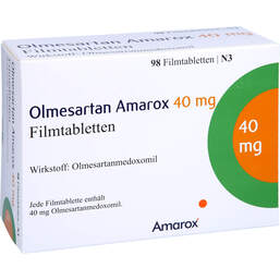 Abbildung: Olmesartan Amarox 40 mg Filmtabletten 98 St, Filmtabletten PZN 16804597
