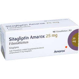 Abbildung: Sitagliptin Amarox 25 mg Filmtabletten 98 St, Filmtabletten PZN 16804870