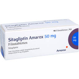 Abbildung: Sitagliptin Amarox 50 mg Filmtabletten 98 St, Filmtabletten PZN 16804901
