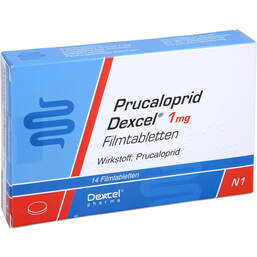 Abbildung: Prucaloprid Dexcel 1 mg Filmtabletten 14 St, Filmtabletten PZN 16806202
