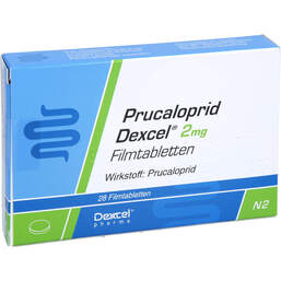 Abbildung: Prucaloprid Dexcel 2 mg Filmtabletten 28 St, Filmtabletten PZN 16806248