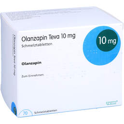 Abbildung: Olanzapin Teva 10 mg Schmelztabletten 70 St, Schmelztabletten PZN 16806923