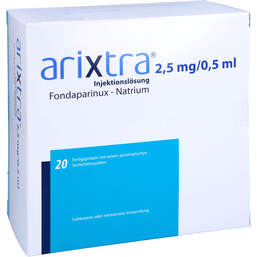 Abbildung: Arixtra 2,5 mg / 0,5 ml Injektionslösung in einer Fertigspritze 20X0.5 ml, Injektionslösung PZN 16806981