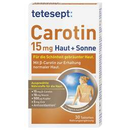 Abbildung: Tetesept Carotin 15 mg Haut + Sonne Filmtabletten Filmtabletten, 30 St PZN 16809181
