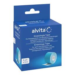 Abbildung: Alvita Kinesiologie Tape 5 cmx5 m blau 1 St, Pflaster PZN 16811410