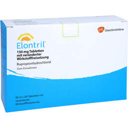 Abbildung: Elontril 150 mg Tabletten mit veränd.Wirkst.-Frs. 3X30 St, Tablette mit veränderter Wirkstofffreisetzung PZN 16812102