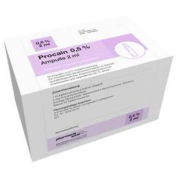 Abbildung: Procain 0,5% Injektionslösung Ampulle 2 ml Injektionslösung, 50X2 ml PZN 16816092
