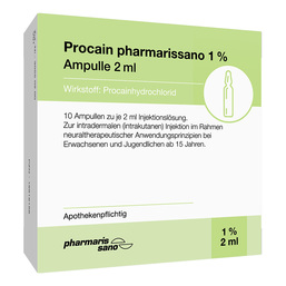 Abbildung: Procain pharmarissano 1% Injektionslösung Ampullen 2 ml Injektionslösung, 10X2 ml PZN 16816198