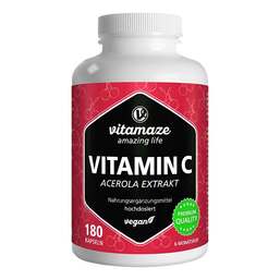Abbildung: Vitamin C 160 mg Acerola Extrakt pur vegan Kapseln Kapseln, 180 St PZN 16819328
