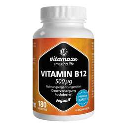 Abbildung: Vitamin B12 500 µg hochdosiert vegan Tabletten 180 St, Tabletten PZN 16819334