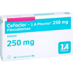 Abbildung: Cefaclor-1A Pharma 250 mg Filmtabletten 10 St, Filmtabletten PZN 16822537