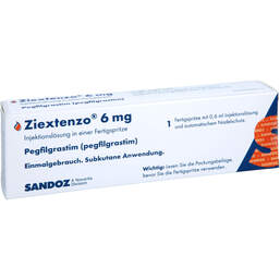 Abbildung: Ziextenzo 6 mg Injektionslösung Fertigspritze mit autom.Nadels. 1 St, Injektionslösung PZN 16823583